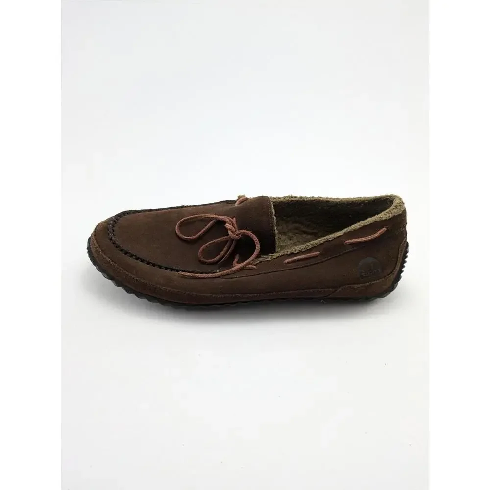 Mens Sorel Maddox Moc Slippers Brown Suede‎ Faux Fur Lined Comfort Shoes Size 14